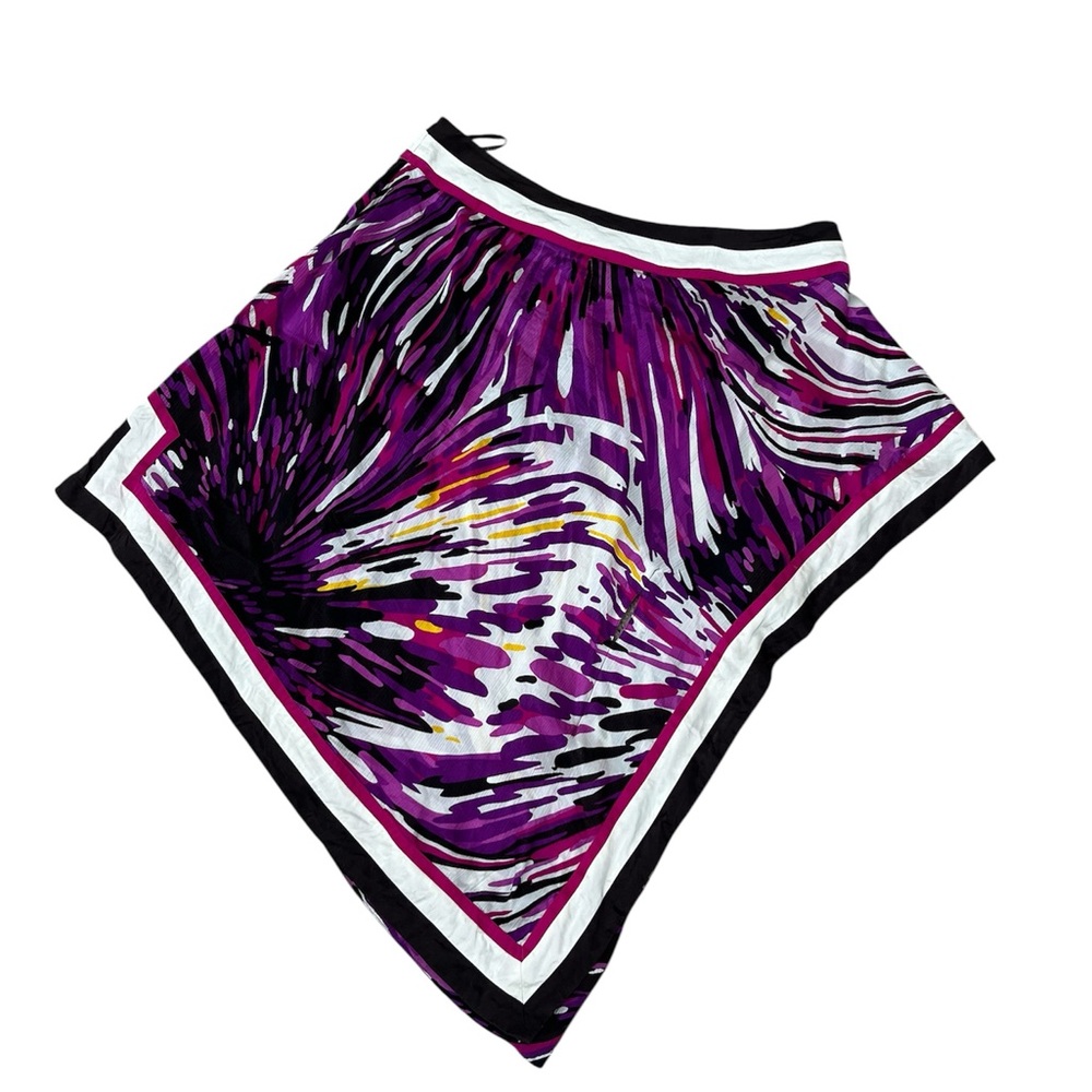 Y2K Vintage Bebe Silk Purple Black Abstract One Shoulder Print Top Blouse Large - Picture 2 of 4